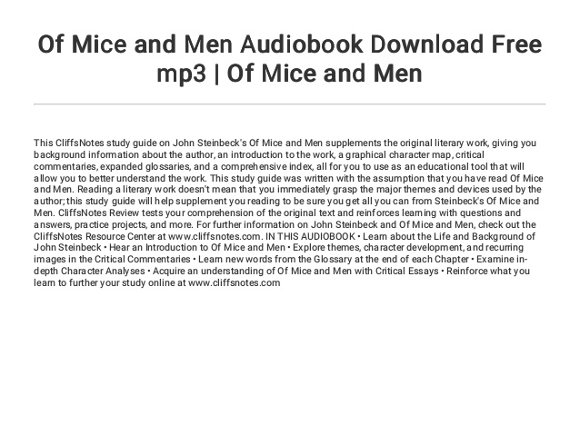 Of Mice And Men Audio Download